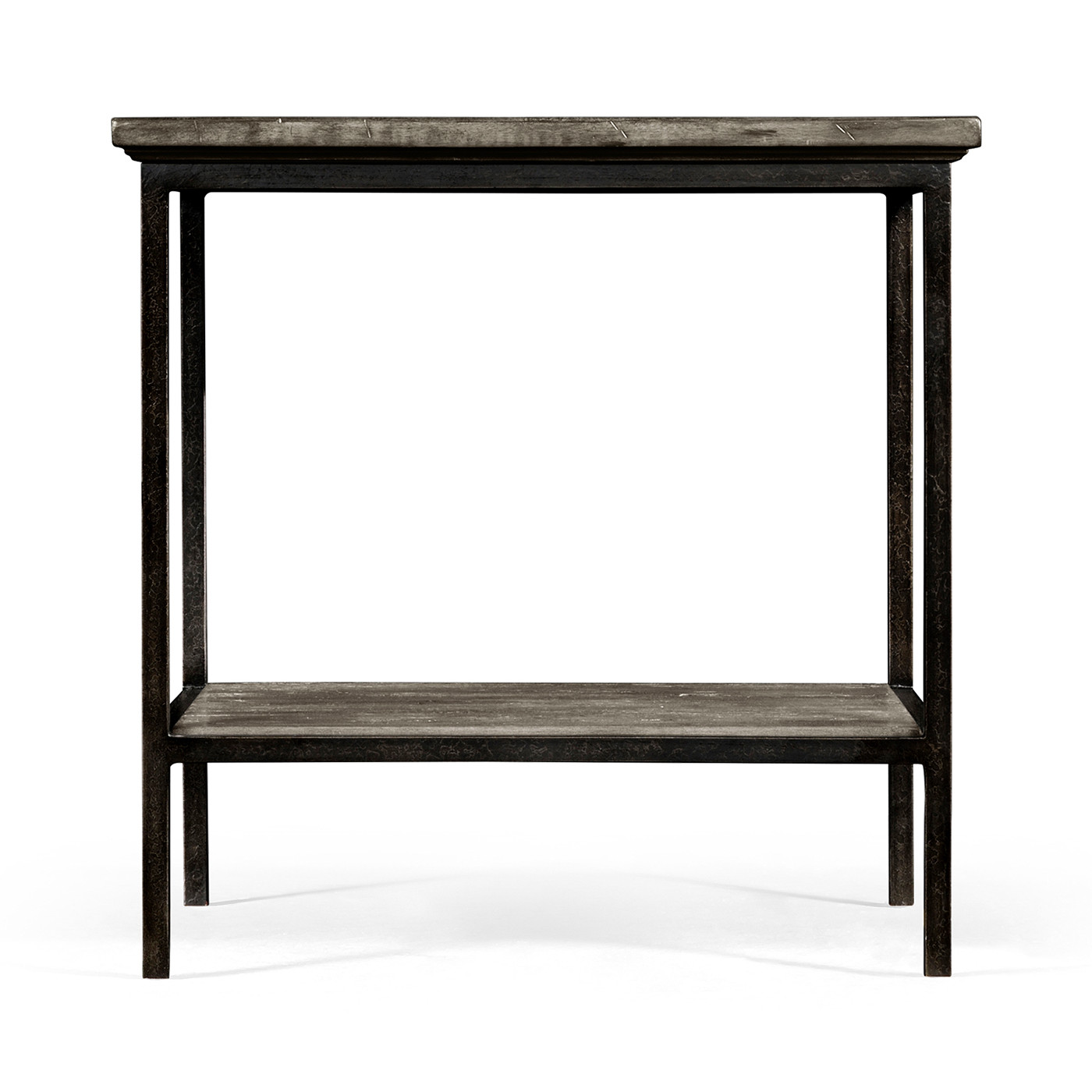 Antique Dark Grey Square End Table with Iron Base