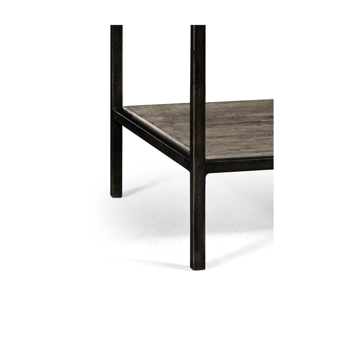 Antique Dark Grey Square End Table with Iron Base