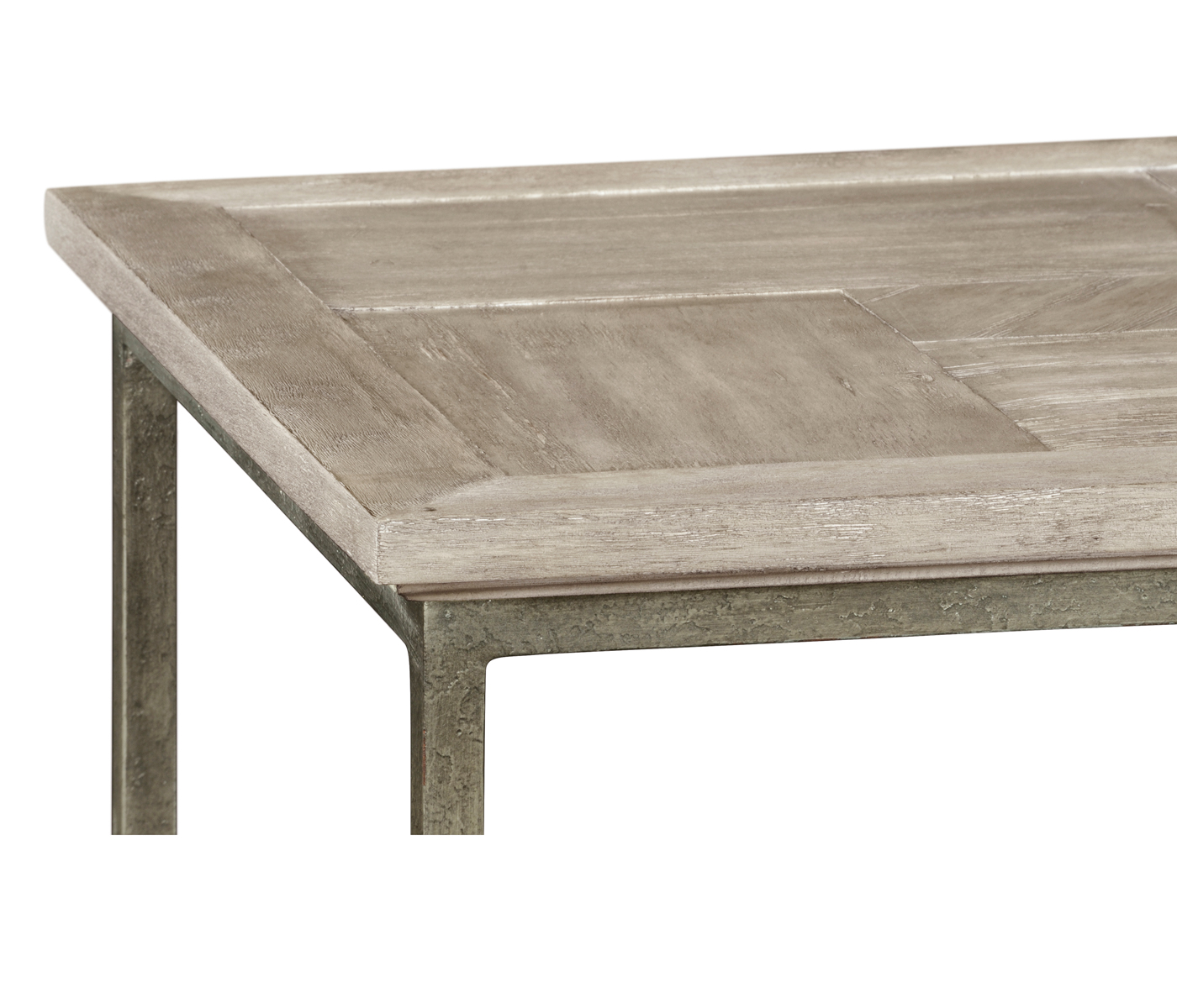 Rustic Grey Square End Table with Iron Base