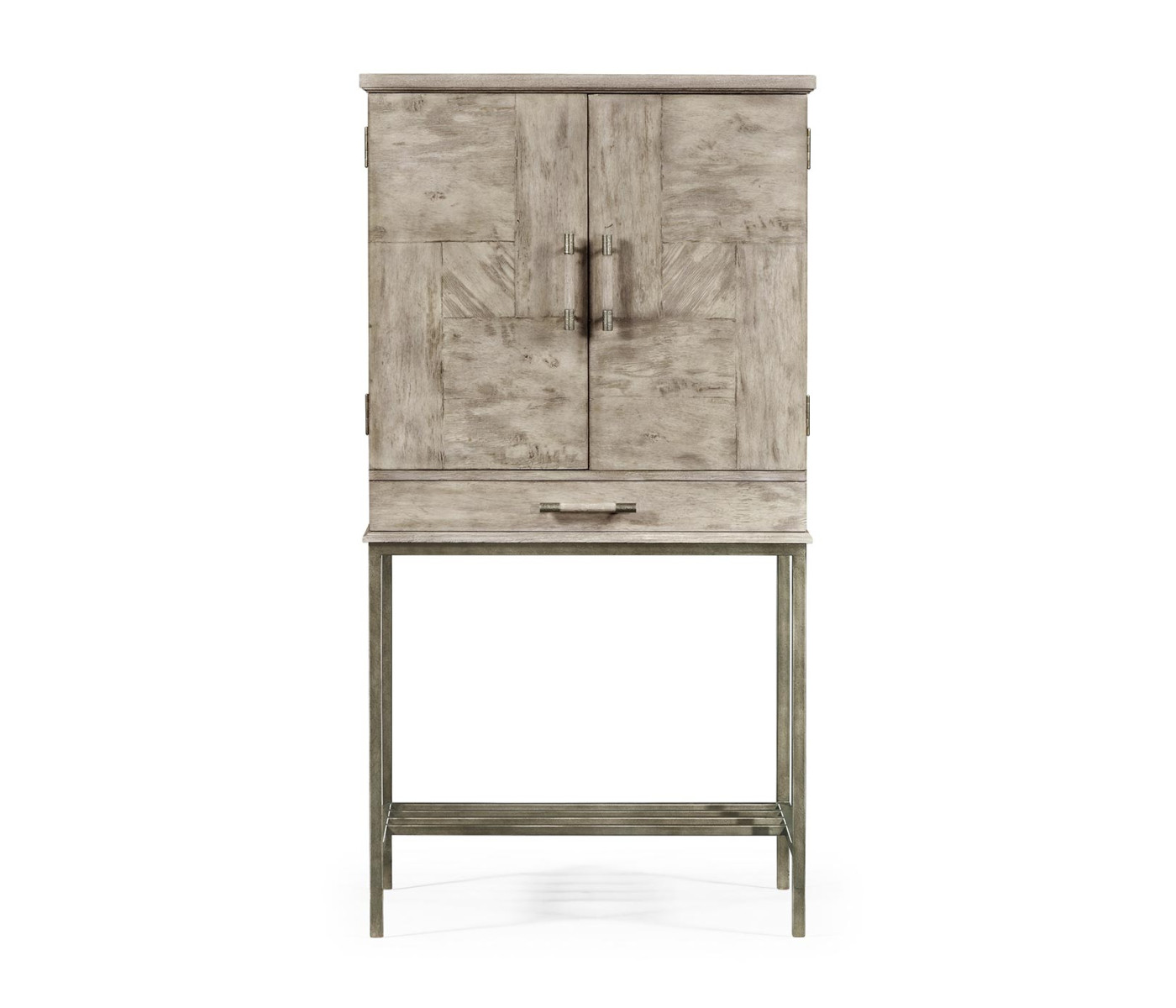 Rustic Grey Drinks Cabinet with Iron Base