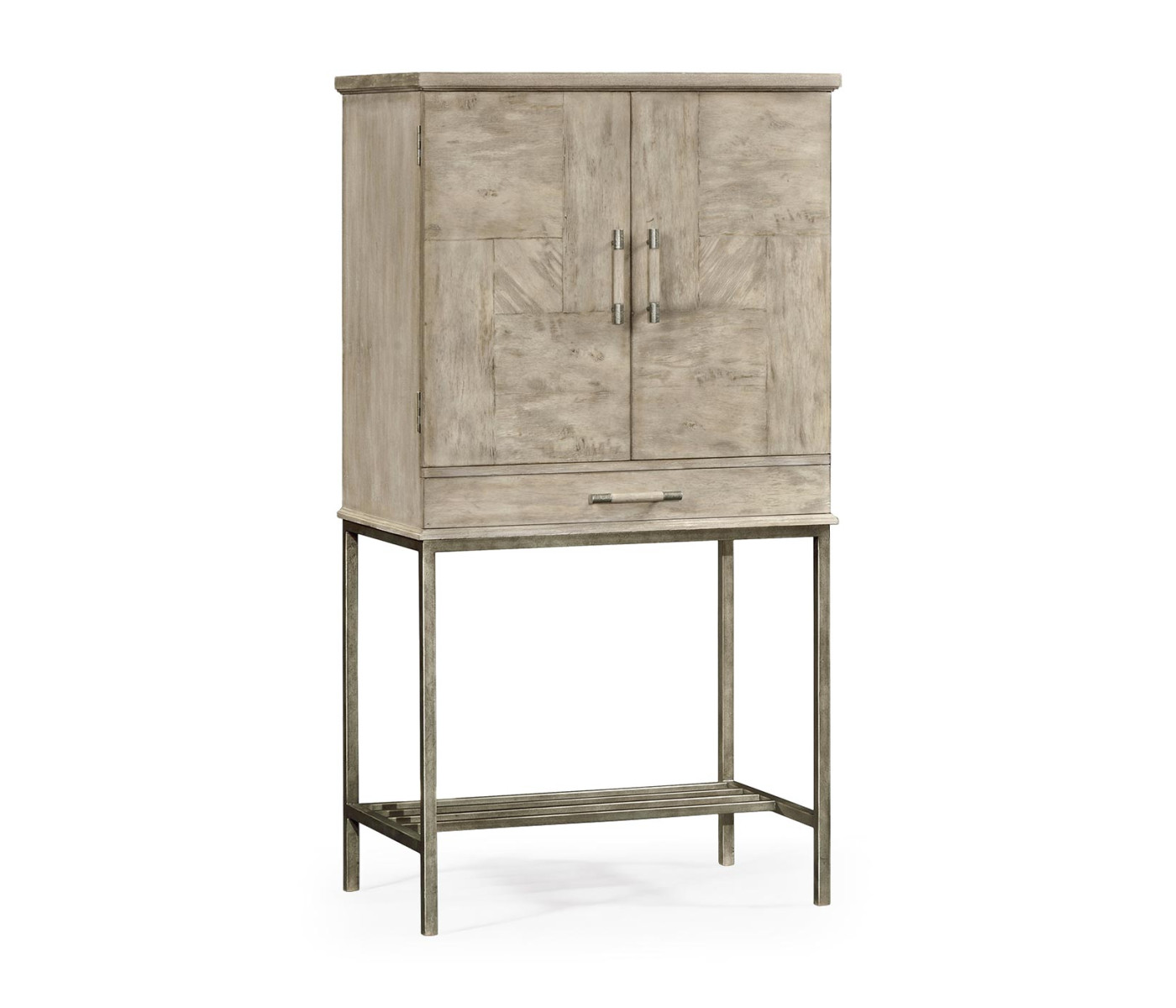 Rustic Grey Drinks Cabinet with Iron Base