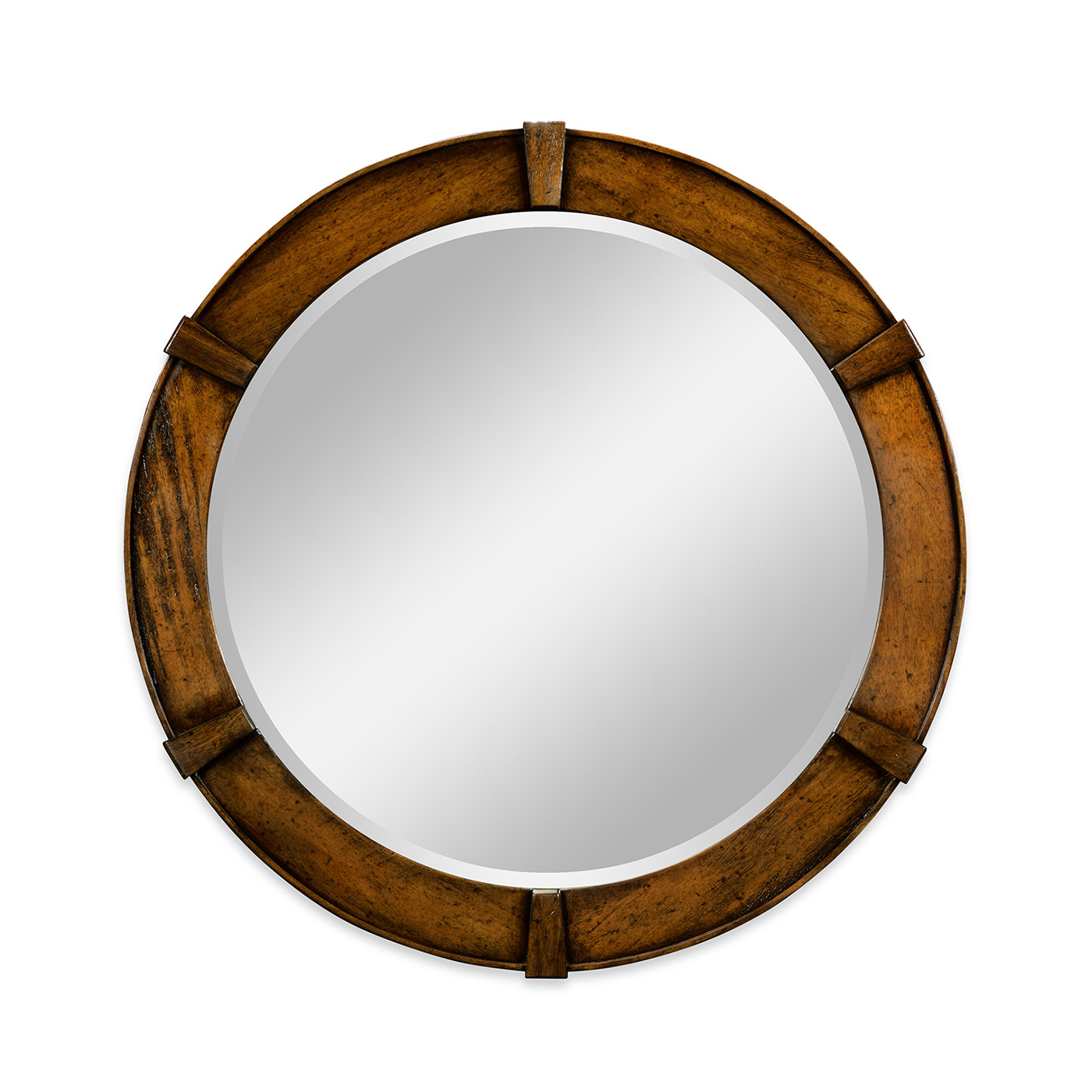 Country Walnut Round Mirror