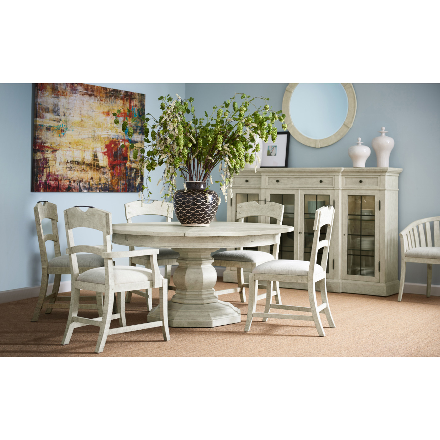Whitewash Driftwood Round Mirror