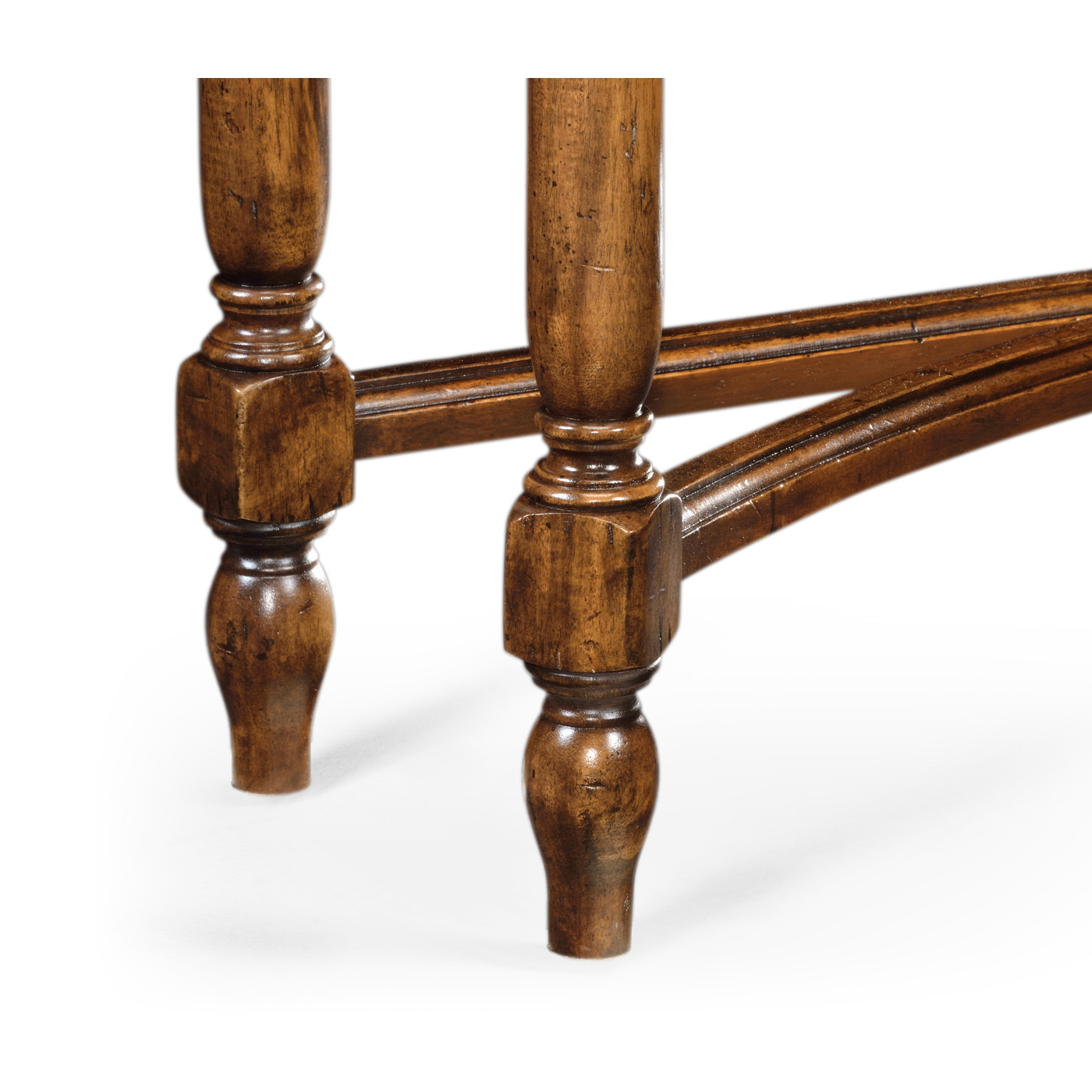 Country Walnut Three Drawer Large Console Table