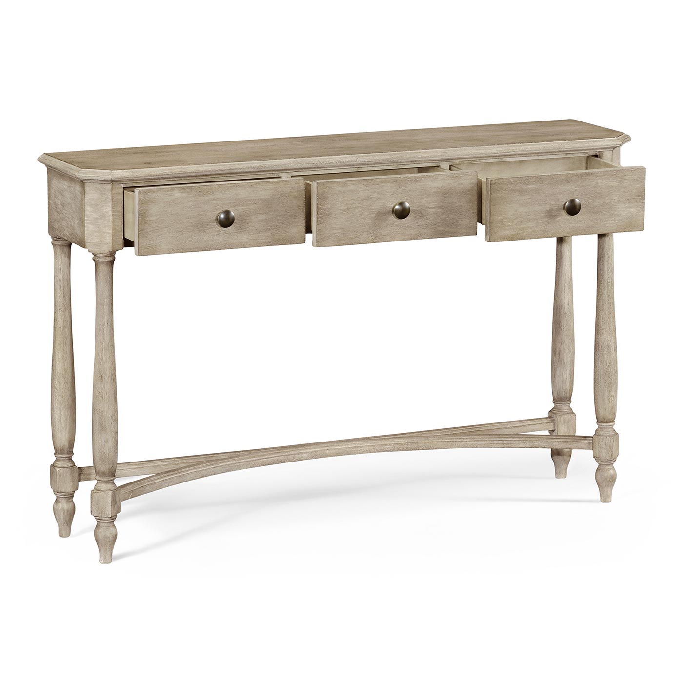 Rustic Grey Three Drawer Large Console Table