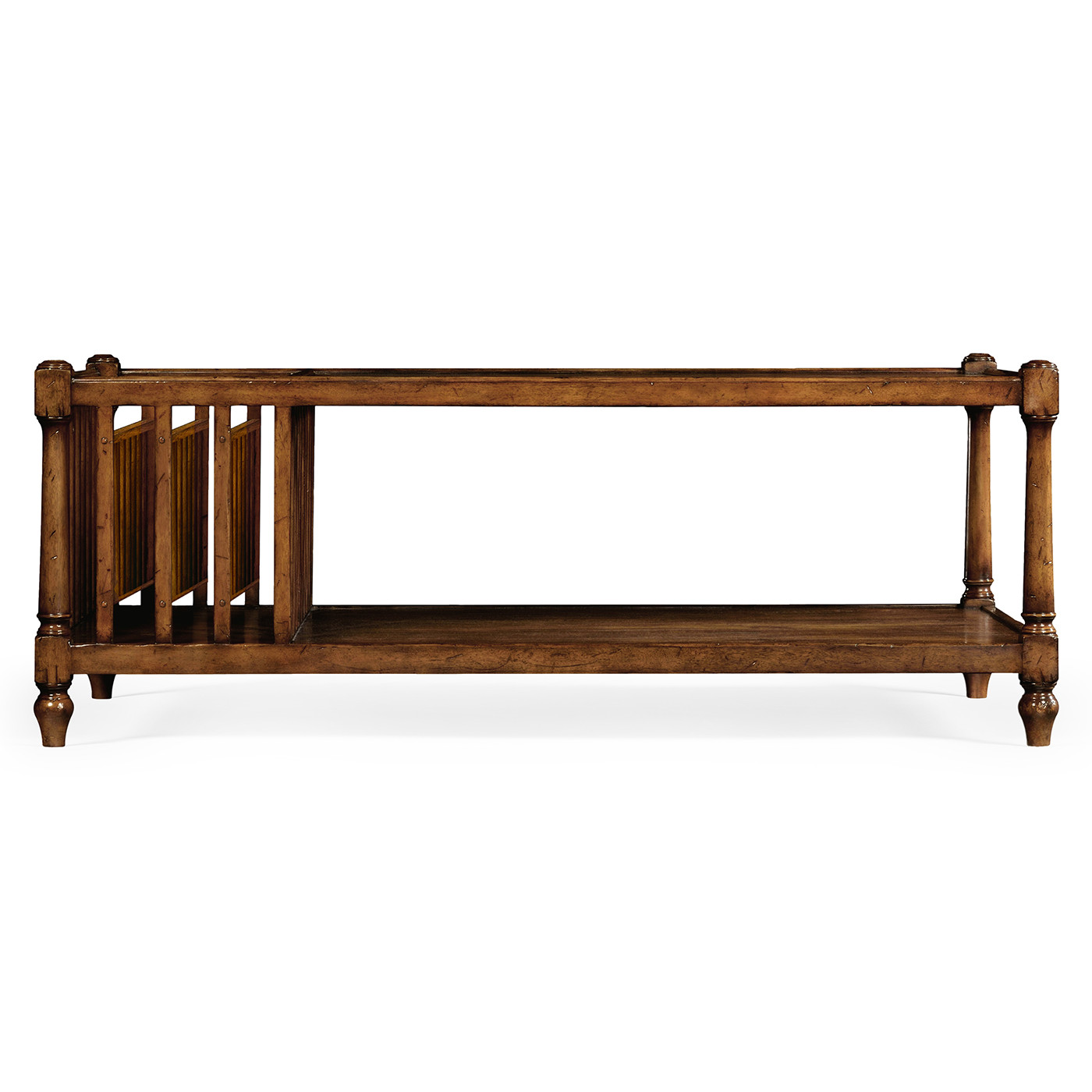 Country Walnut Rectangular Coffee Table with Magazine Rack