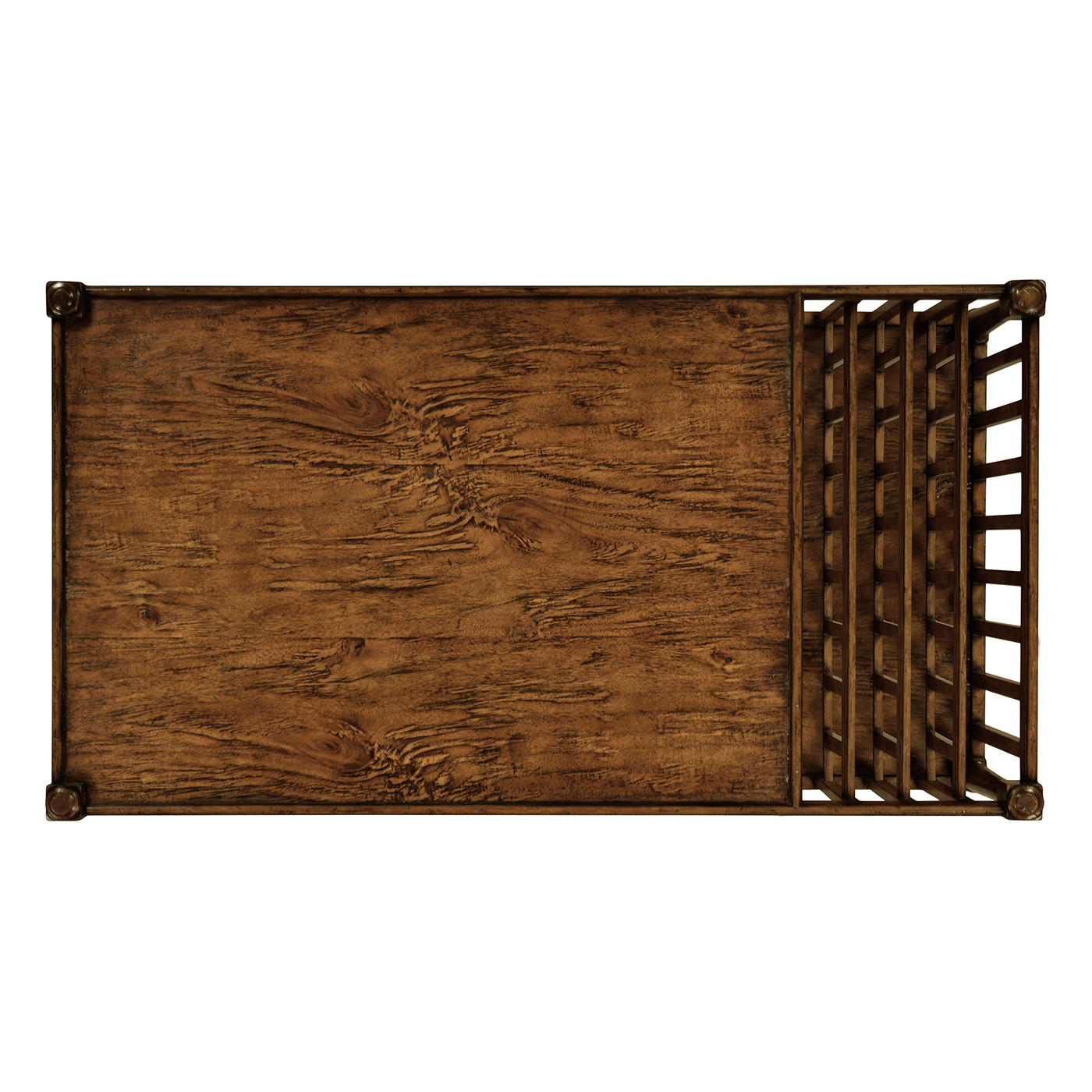 Country Walnut Rectangular Coffee Table with Magazine Rack