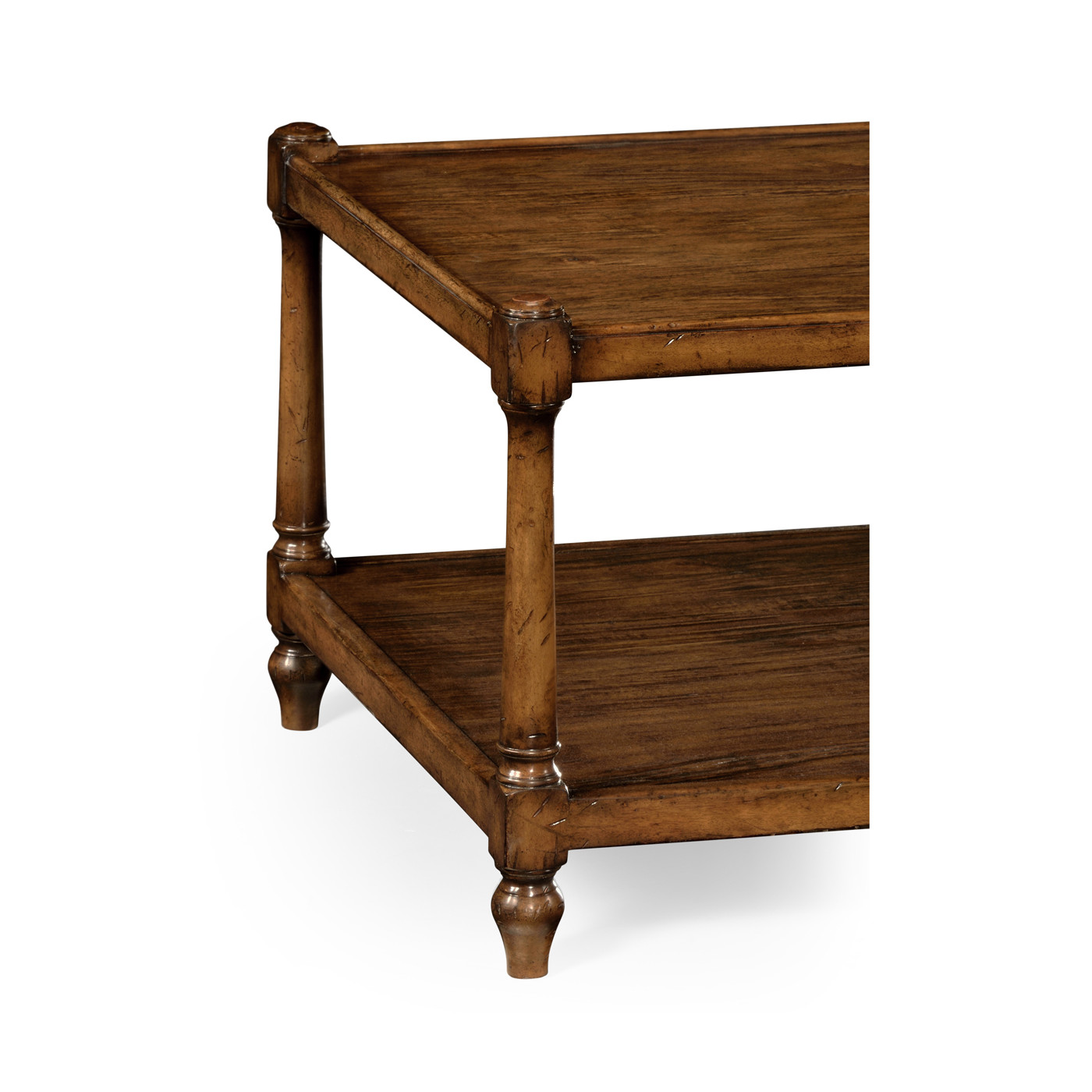 Country Walnut Rectangular Coffee Table with Magazine Rack