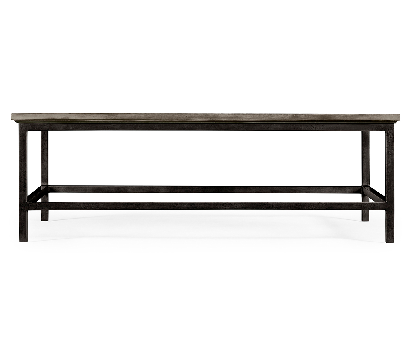 Antique Dark Grey Rectangular Coffee Table with Iron Base