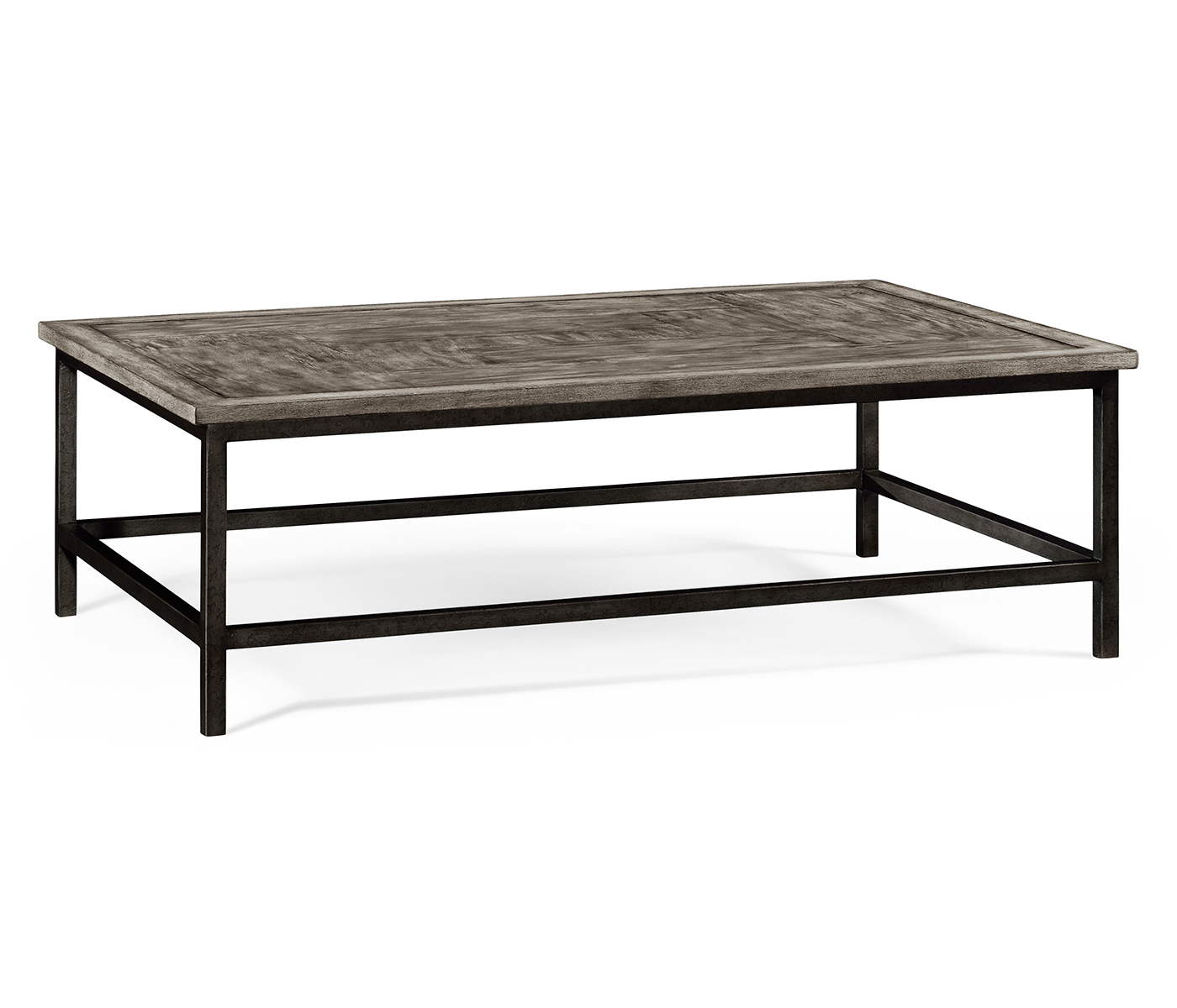 Antique Dark Grey Rectangular Coffee Table with Iron Base