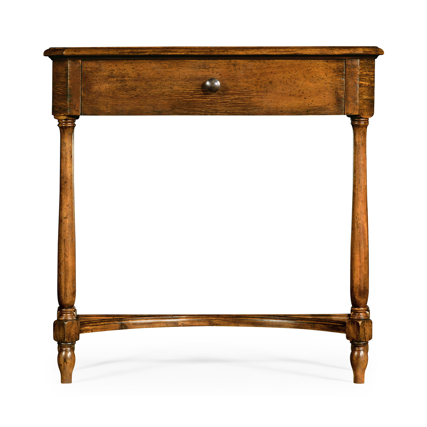Country Walnut Small Console Table with Drawer