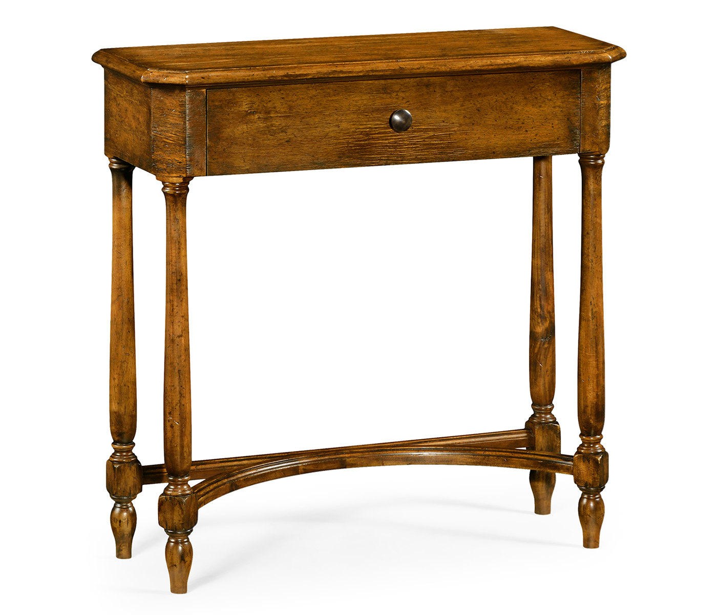 Country Walnut Small Console Table with Drawer