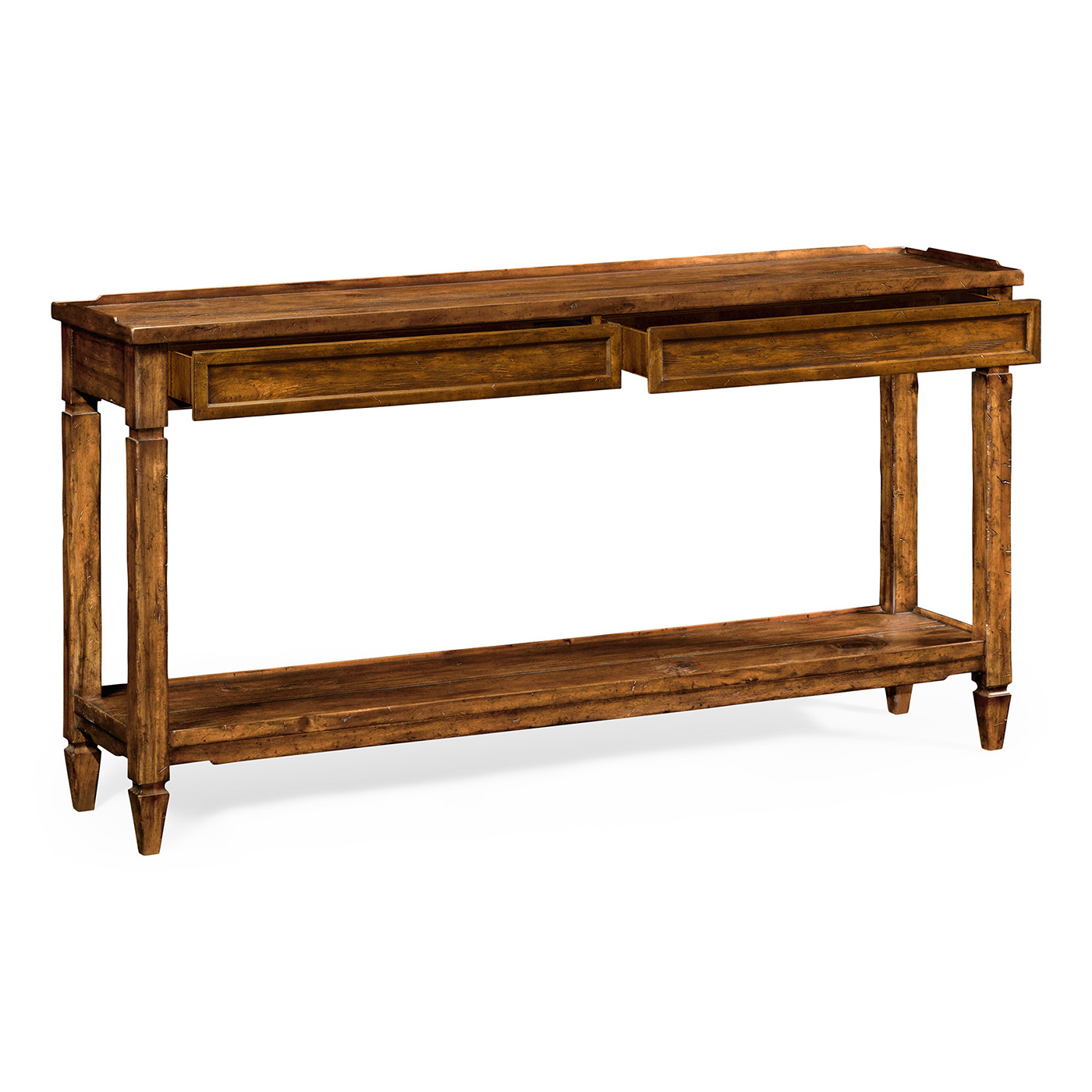 Console Table with Drawers in Country Walnut