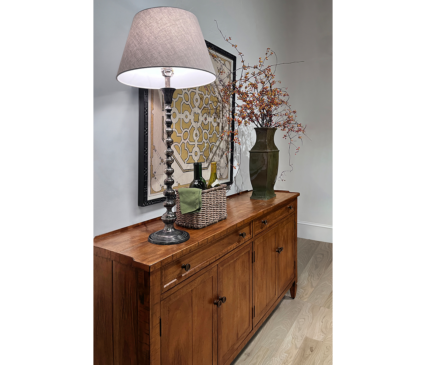 Casual Whitewash Driftwood Four Door Sideboard