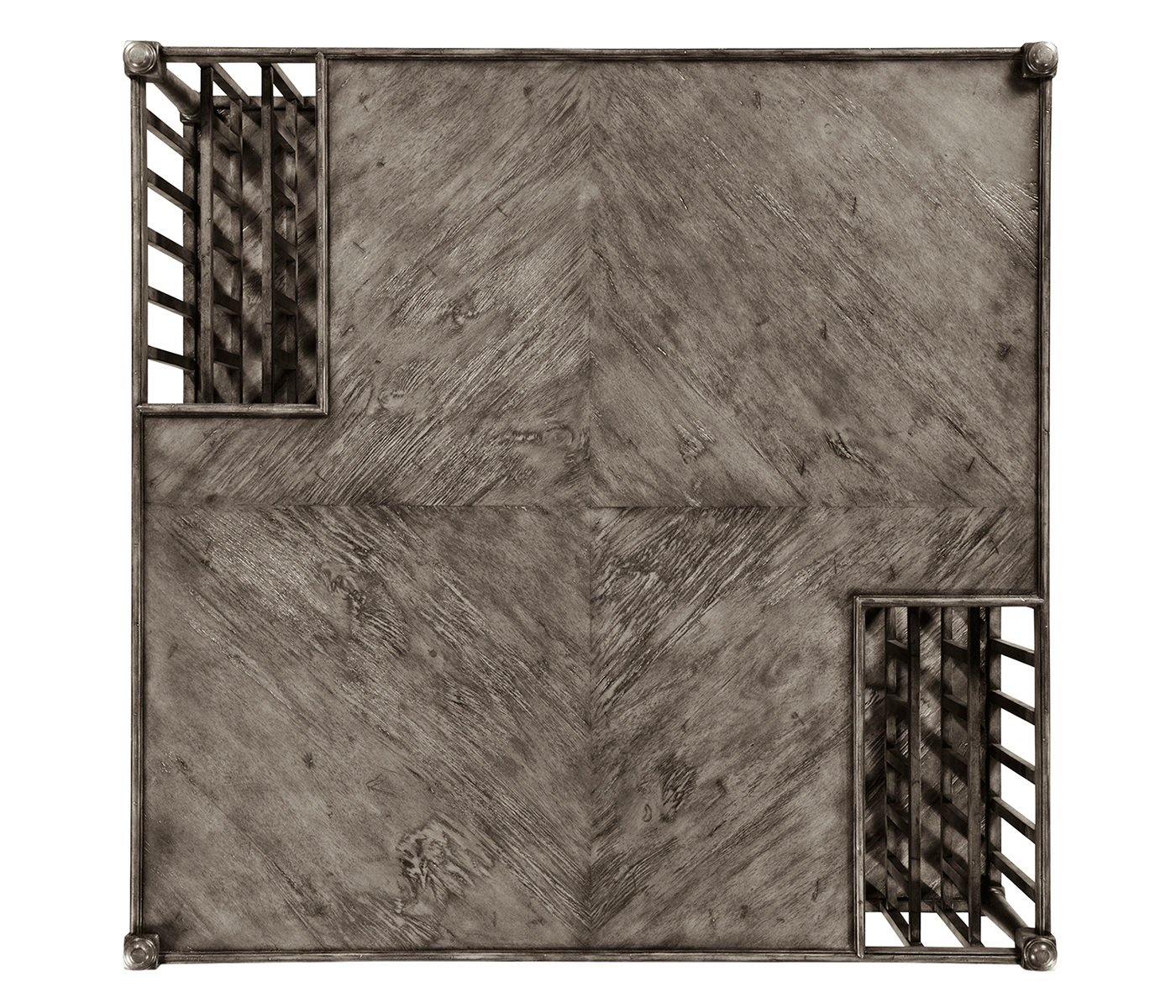 Antique Dark Grey Square Coffee Table with Magazine Rack