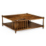 Country Walnut Square Coffee Table with Two Magazine Racks