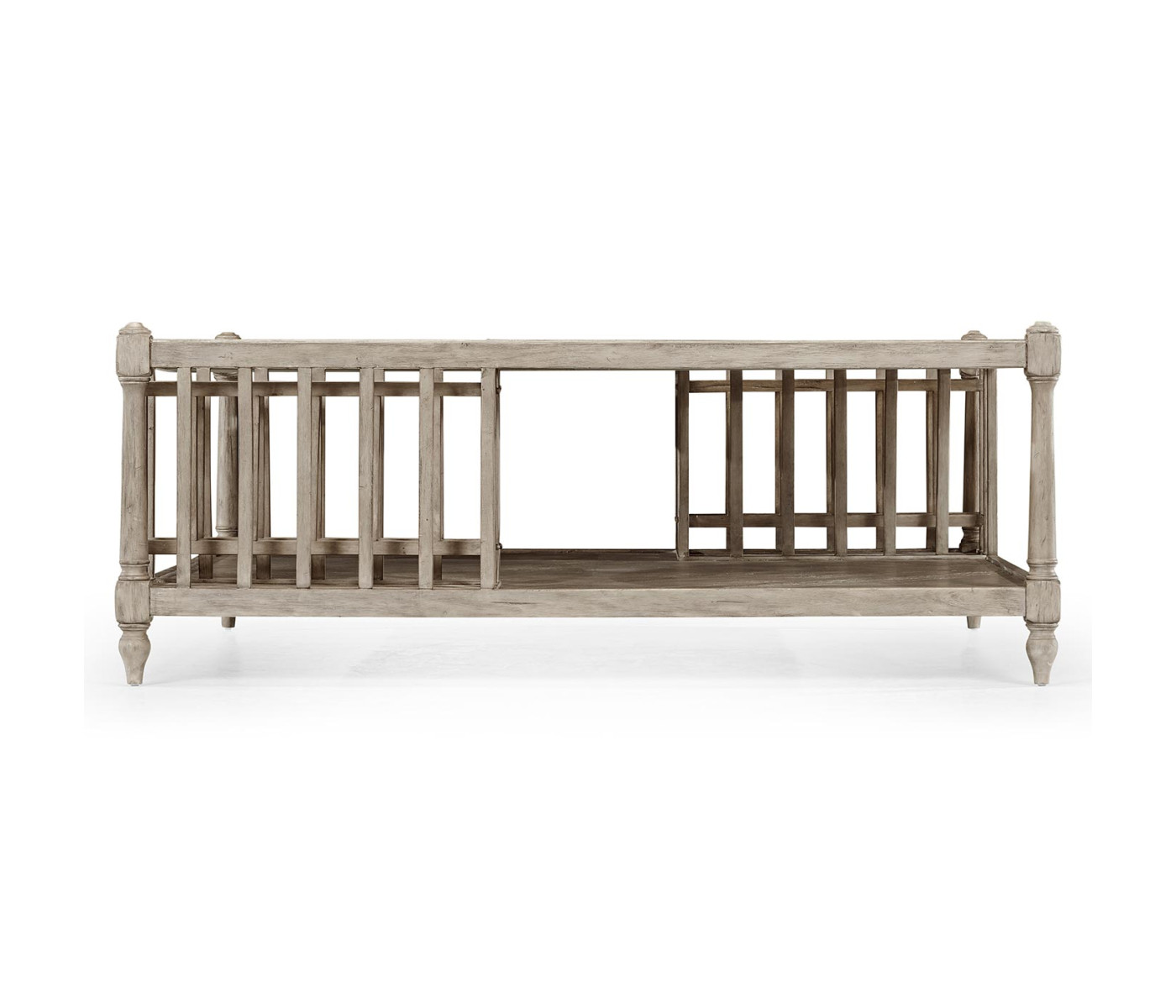 Rustic Grey Square Coffee Table with Magazine Rack