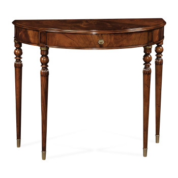 Demilune console table of drawer in antique mahogany