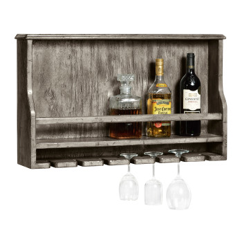 Wall Hanging Wine Rack in Antique Dark Grey