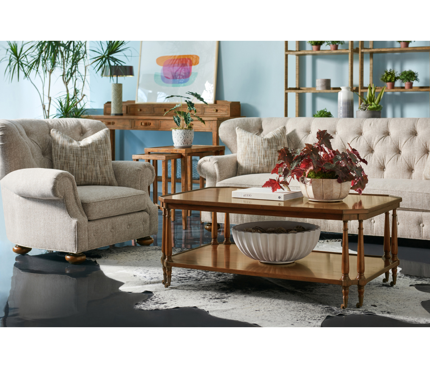 Nesting Cocktail Tables in Country Walnut