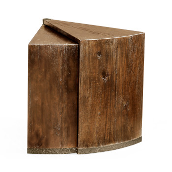 Country Walnut Semicircular Retracting Side Table