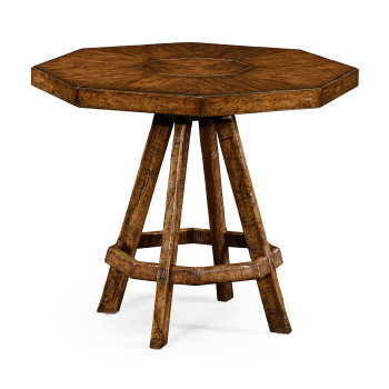 Country Walnut Side Table with Octagonal Top
