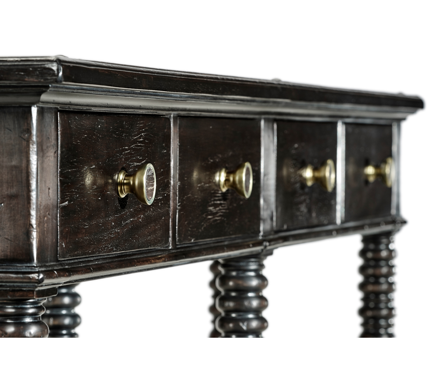 Dark Ale Parquet Double Console Table