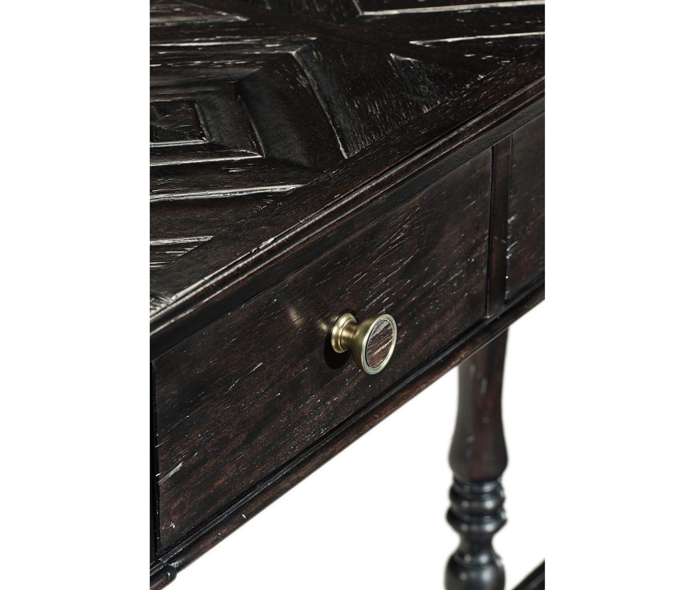 Dark Ale Parquet Double Console Table
