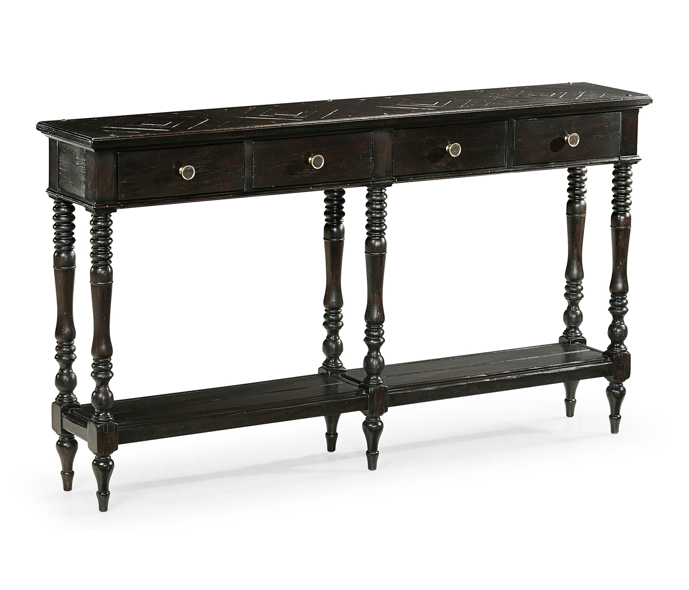 Dark Ale Parquet Double Console Table