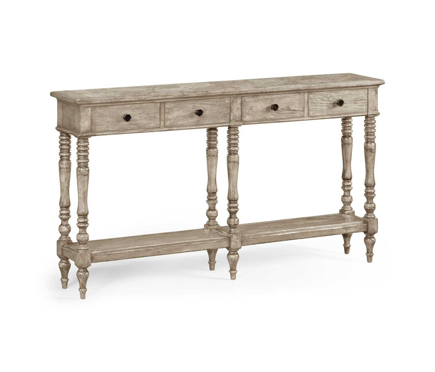Rustic Grey Parquet Double Console Table