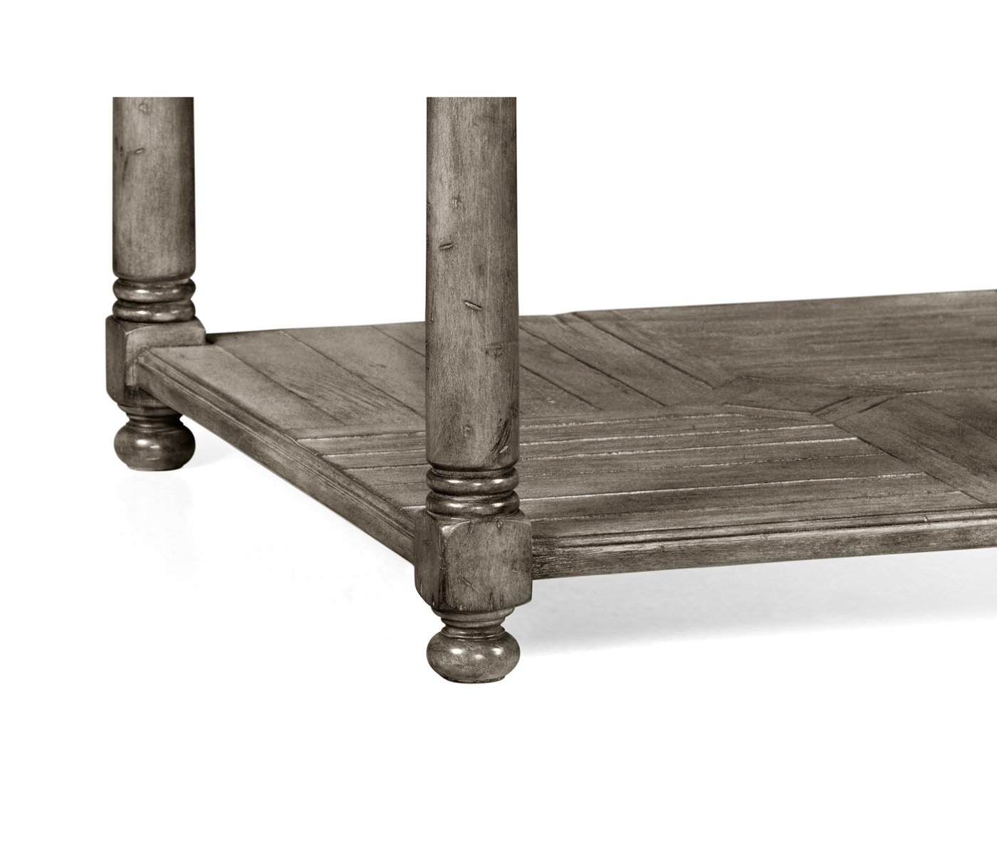 Antique Dark Grey Parquet Square Lamp Table with Contrast Inlay