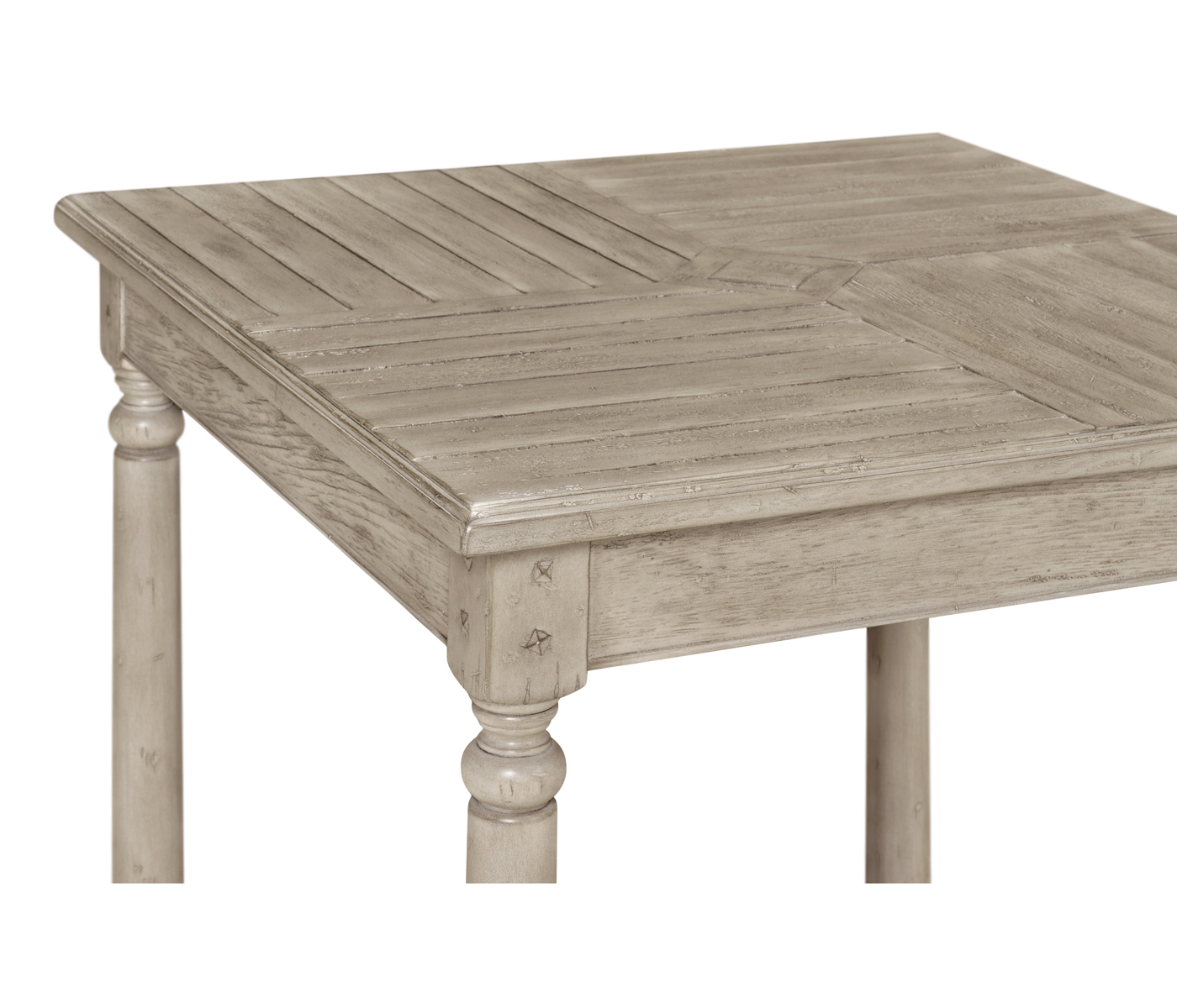 Rustic Grey Parquet Square Lamp Table with Contrast Inlay