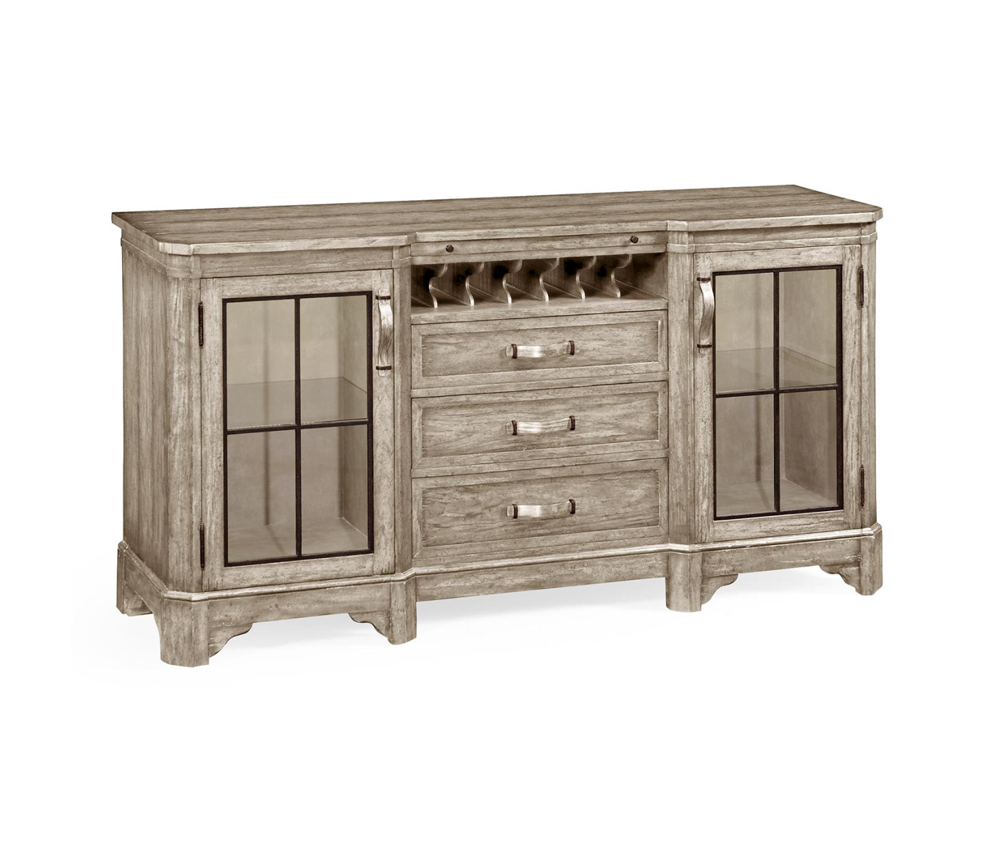 Plank Rustic Grey Cabinet & Wine Rack with Strap Handles