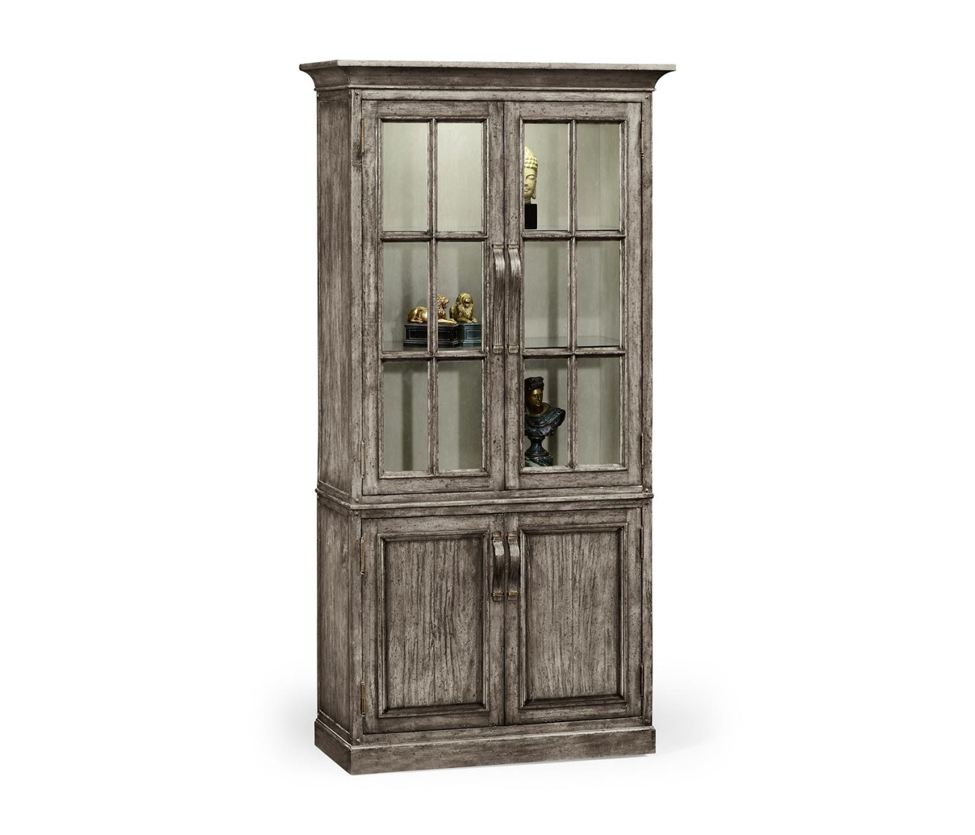 Plank Antique Dark Grey Tall Bookcase with Strap Handles
