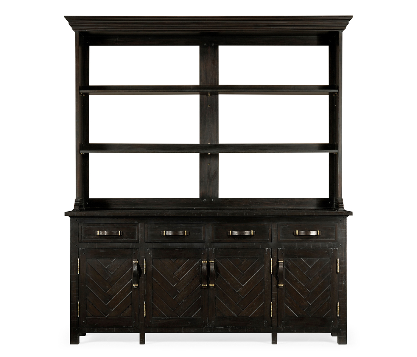 Dark Ale Parquet Welsh Dresser with Strap Handles