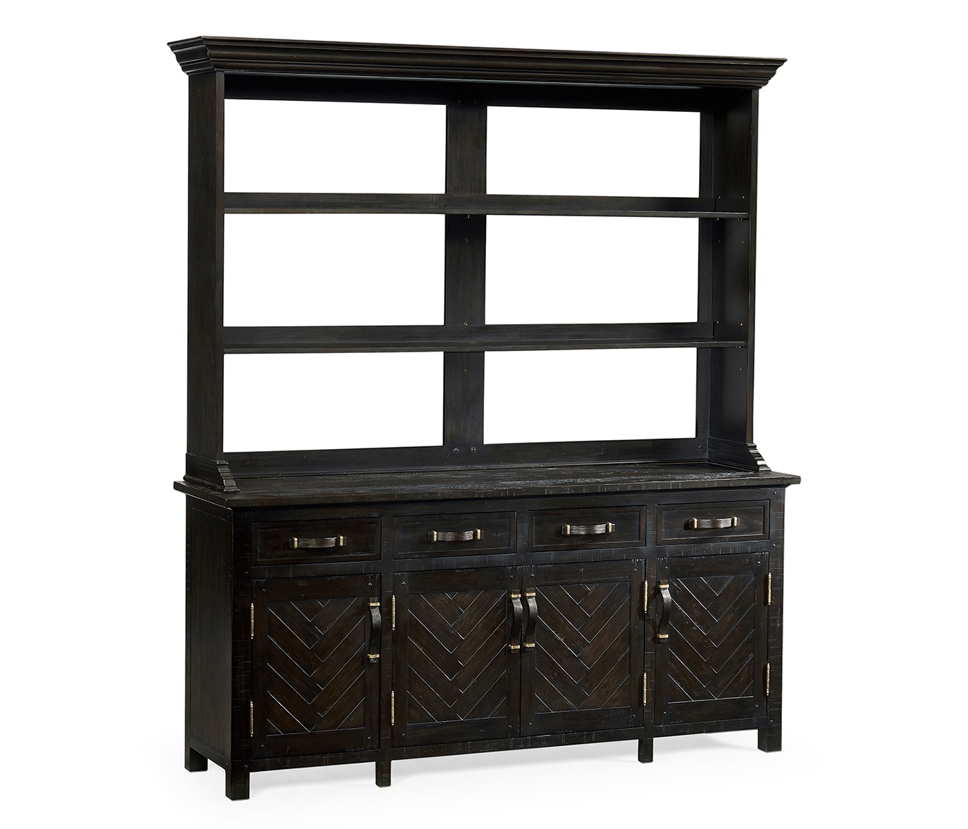 Dark Ale Parquet Welsh Dresser with Strap Handles