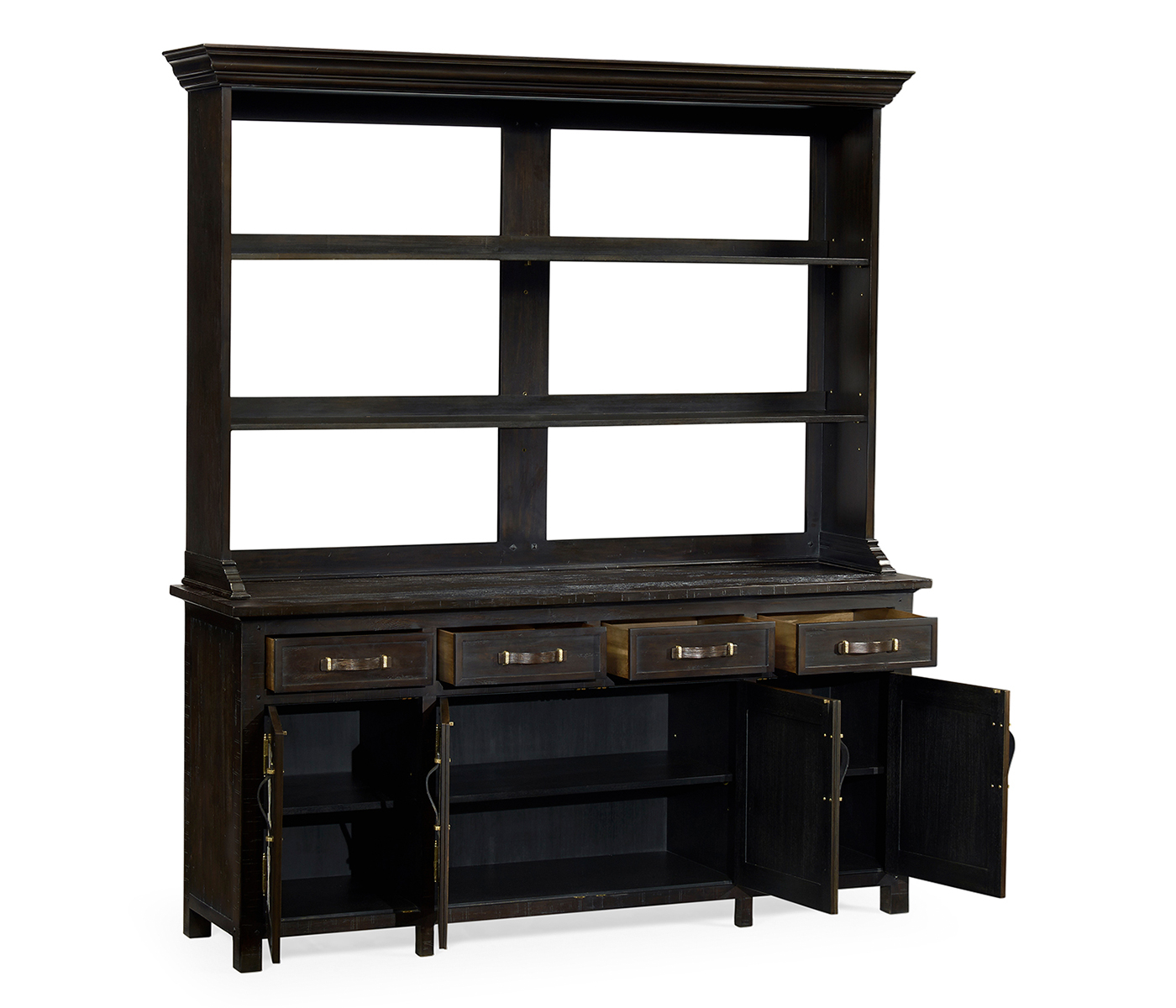 Dark Ale Parquet Welsh Dresser with Strap Handles