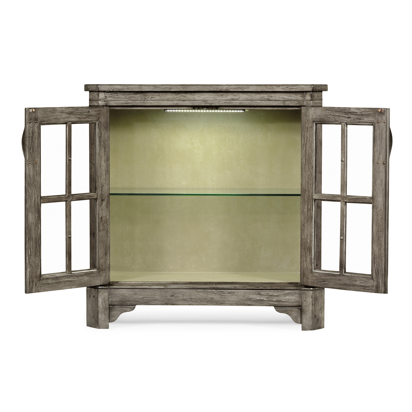 Antique Dark Grey Low Bookcase with Strap Handles