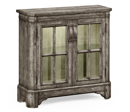 Antique Dark Grey Low Bookcase with Strap Handles