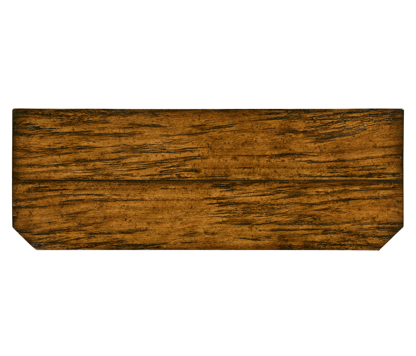 Country Walnut Low Bookcase with Strap Handles