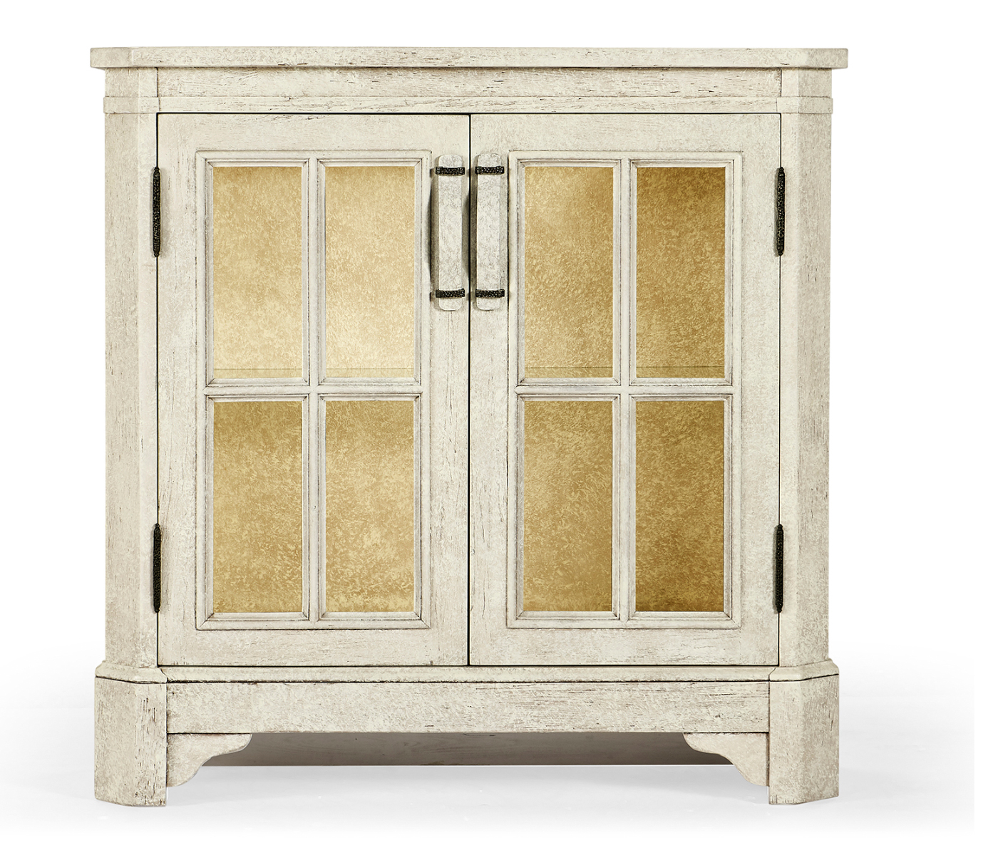 Whitewash Driftwood Low Bookcase with Strap Handles