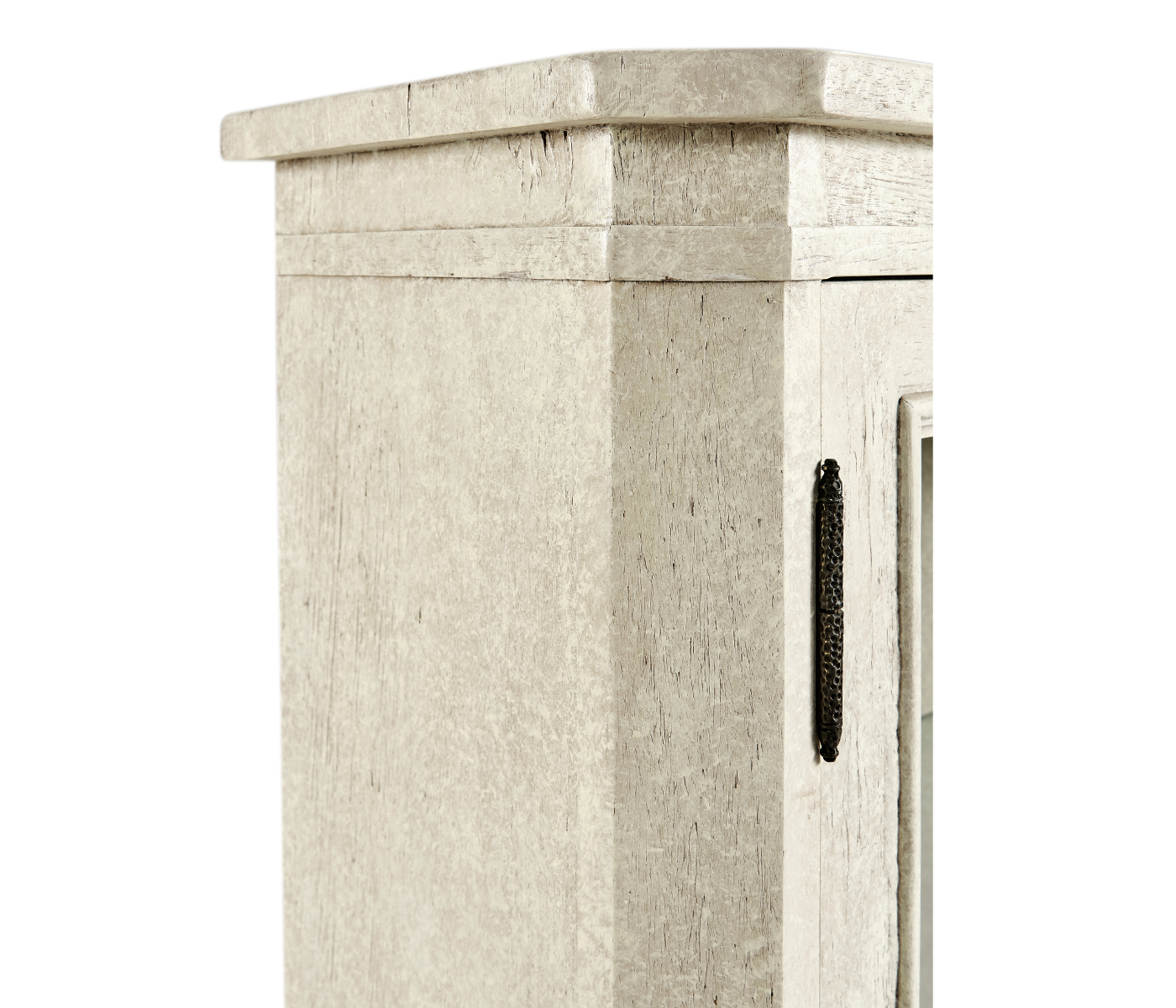 Whitewash Driftwood Low Bookcase with Strap Handles