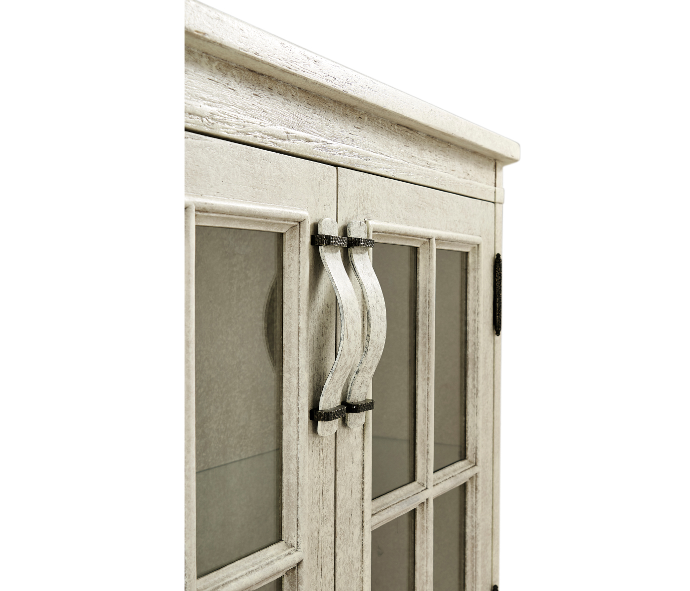 Whitewash Driftwood Low Bookcase with Strap Handles
