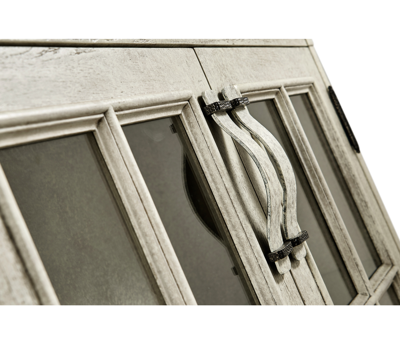 Whitewash Driftwood Low Bookcase with Strap Handles