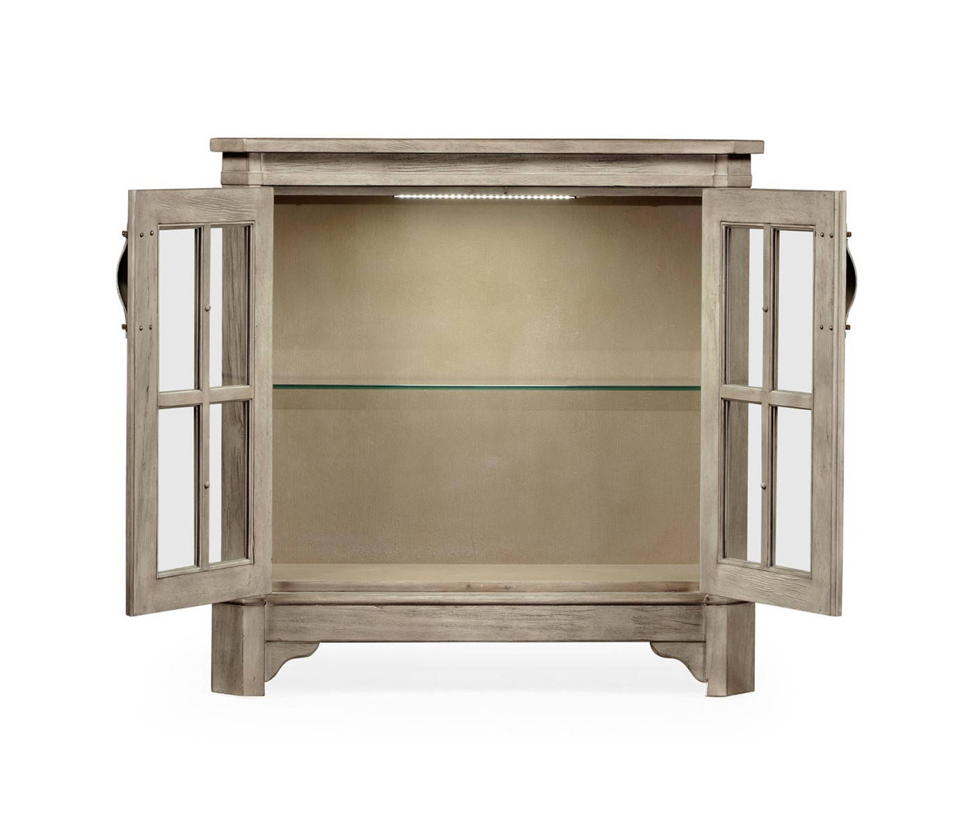 Rustic Grey Low Bookcase with Strap Handles