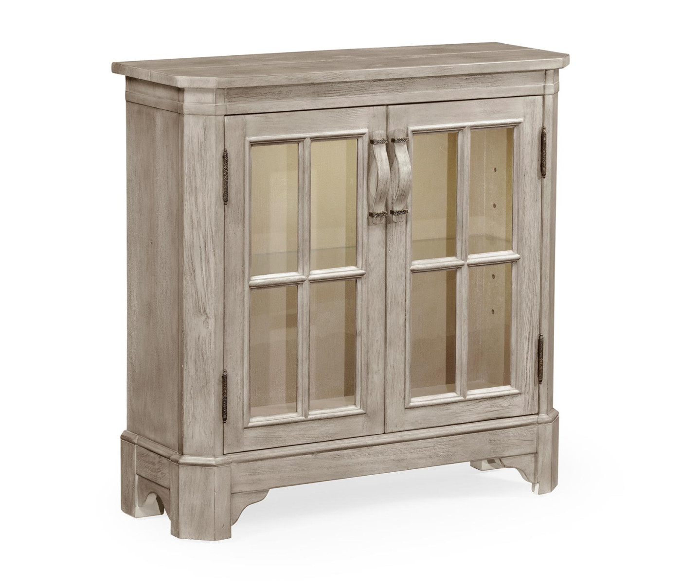 Rustic Grey Low Bookcase with Strap Handles