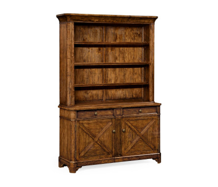 Country Walnut Style China Cabinet
