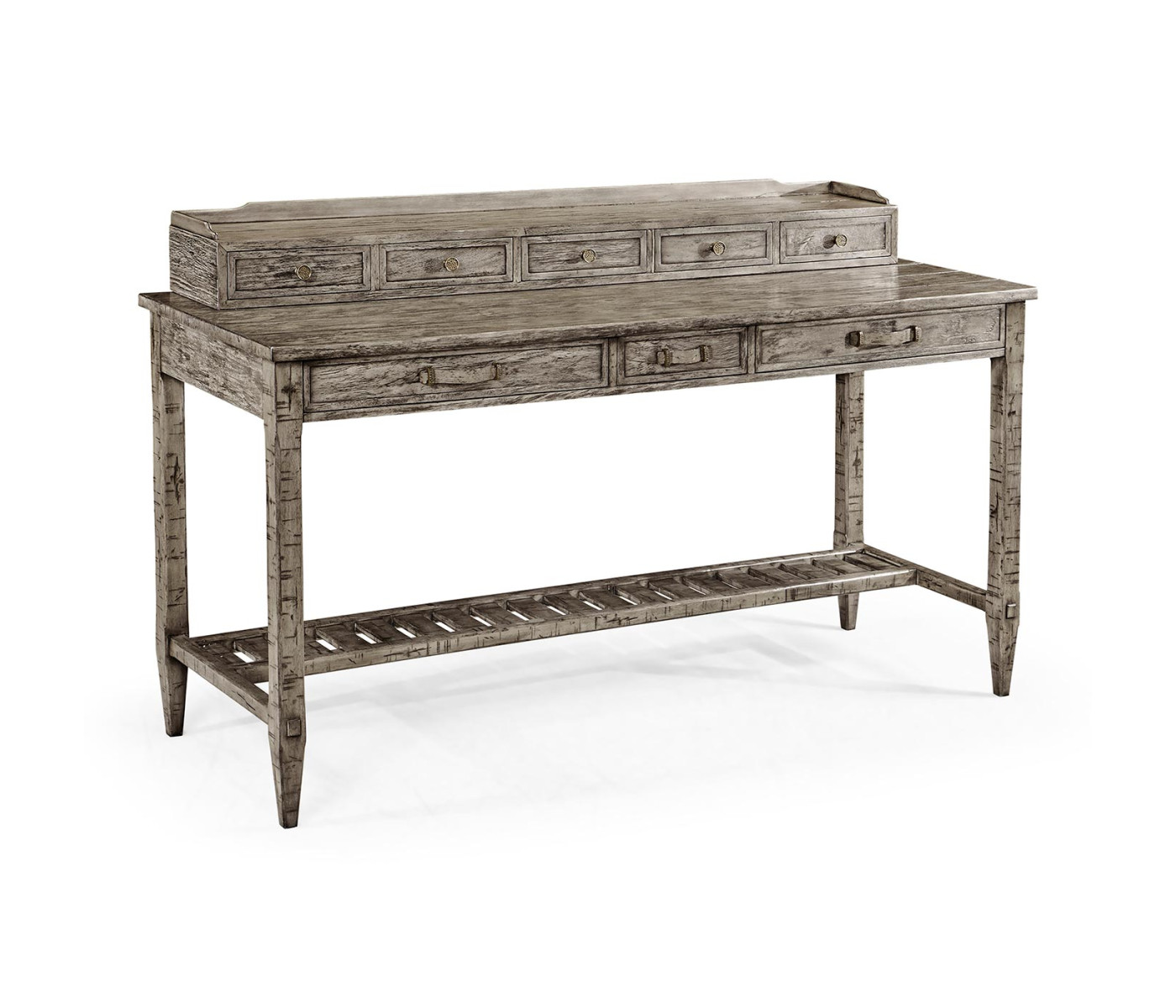 Antique Dark Grey Plank Buffet with Strap Handles