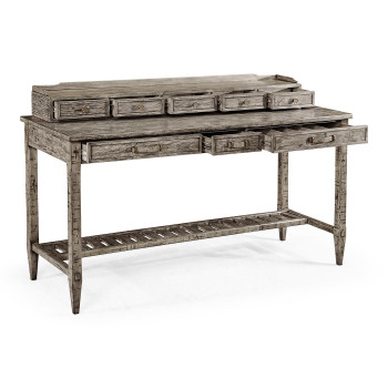 Antique Dark Grey Plank Buffet with Strap Handles