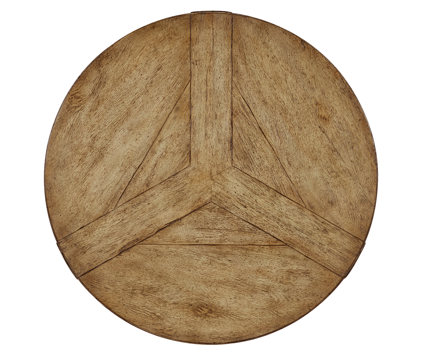 Rustic Circular Planked Light & Dark Driftwood Lamp Table